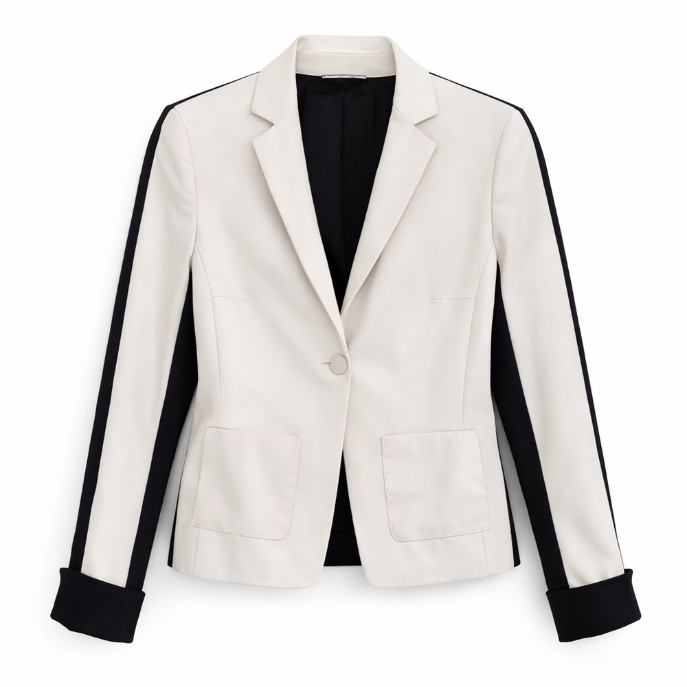 Akris Punto Cream Navy Contrast Blazer Size 6 Tailored Career Jacket
